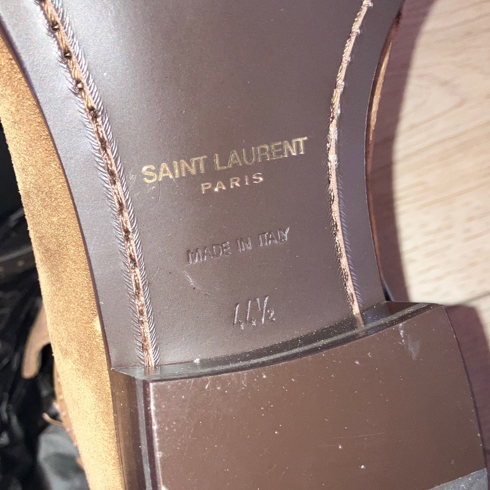 Saint Laurent Tan Suede Studded Boots - Picture 4 of 7